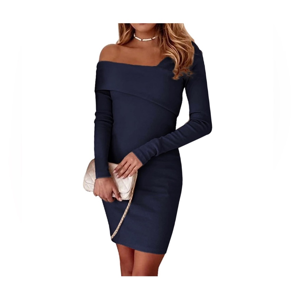 PRETTYGARDEN Women's Off Shoulder Bodycon Asymmetrical Neck Dress NWT Small